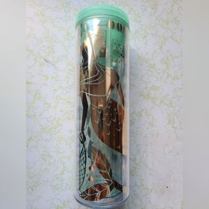 NWT Starbucks 2020 Gold Mermaid Siren Clear acrylic cold cup, 16oz